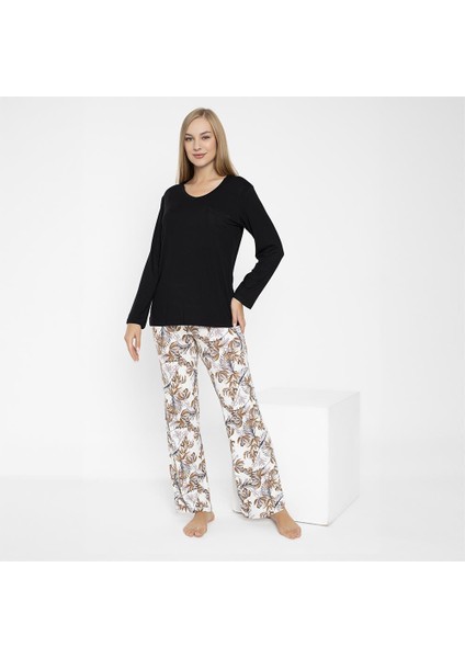 840.635 Kadın Kışlık Uzun Kol Viskon Pijama Takım