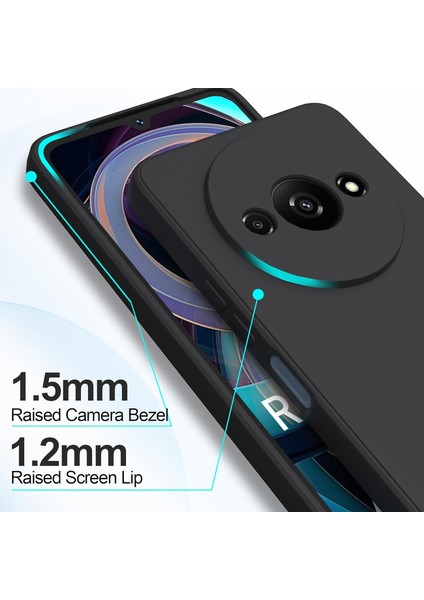 Xiaomi Redmi A3 Kılıf Kamera Korumalı Yumuşak Mat Silikon + 9h Ekran Koruyucu Cam 2'li Set / Poco C61 Uyumlu