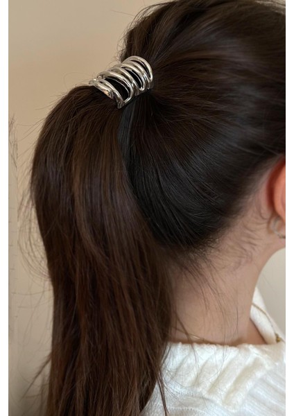 Molten Metal Minimal Detaylı Metal Lastikli Saç Tokası