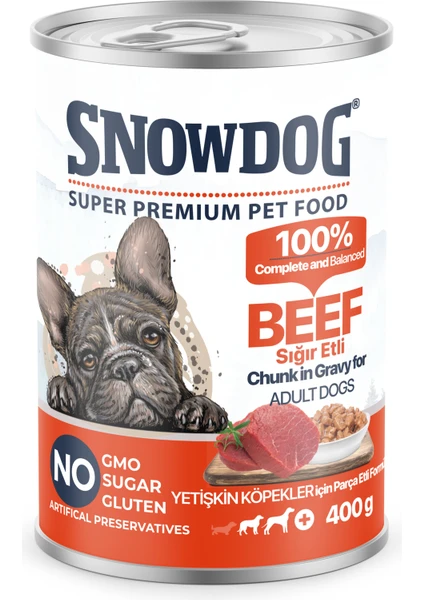 Snow Dog Premium Parça Etli Sığırlı Köpek Konservesi 12 ADET*400 G