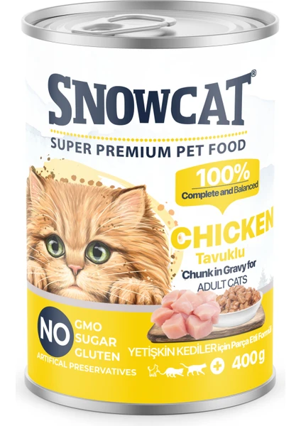 Snow Cat Premium Parça Etli Tavuklu Kedi Konservesi 12 ADET*400 G