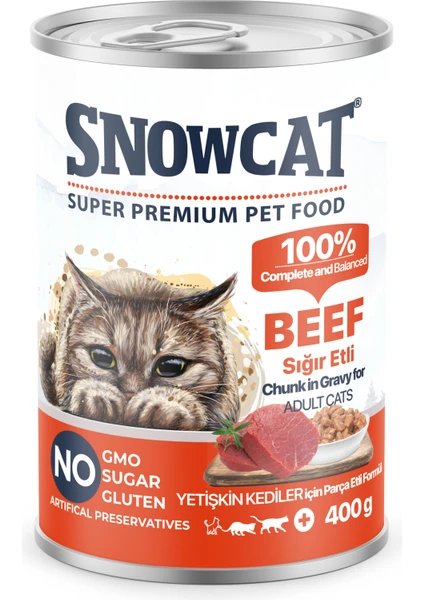 Snow Cat Premium Parça Etli Sığırlı Kedi Konservesi 12 ADET*400 G