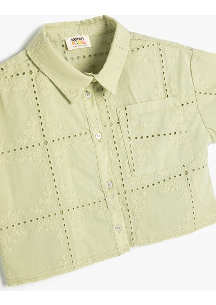 Crop Gömlek Kısa Kollu Fisto Detaylı Pamuklu modelleri