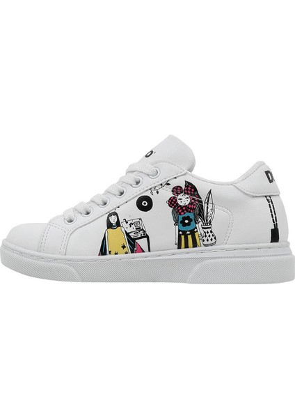 Unisex Çocuk Vegan Deri Beyaz Sneakers - Party Tasarım fırsatları