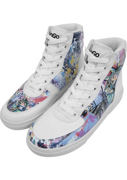 Kadın Vegan Deri Beyaz High Sneakers - New York State of Mind Tasarım fırsatları