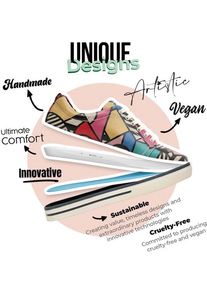 Kadın Vegan Deri Çok Renkli Sneakers - Painting in Harmony Tasarım indirimleri
