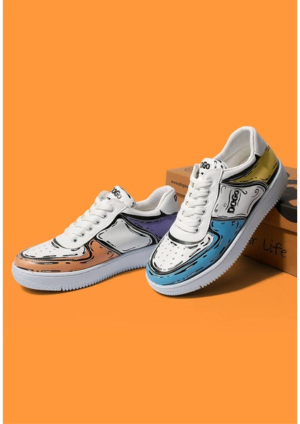 Kadın Vegan Deri Beyaz Sneakers - Dogo Sketch Tasarım modelleri