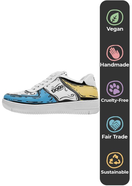 Kadın Vegan Deri Beyaz Sneakers - Dogo Sketch Tasarım
