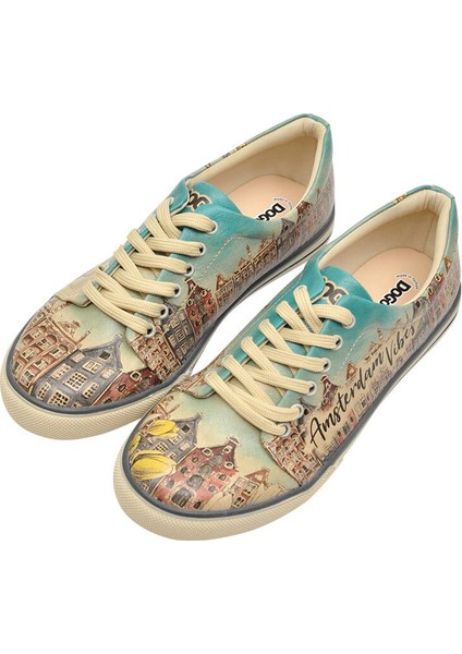 Kadın Vegan Deri Çok Renkli Sneakers - Amsterdam Vibes Tasarım