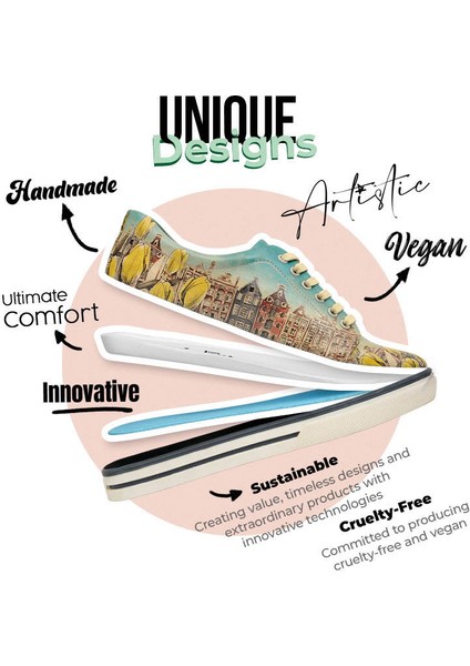 Kadın Vegan Deri Çok Renkli Sneakers - Amsterdam Vibes Tasarım
