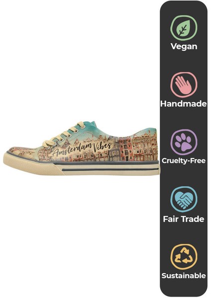 Kadın Vegan Deri Çok Renkli Sneakers - Amsterdam Vibes Tasarım