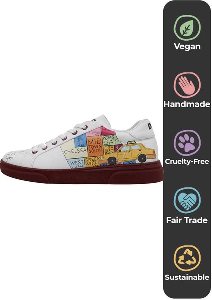 Kadın Vegan Deri Beyaz Sneakers - Manhattan Tasarım