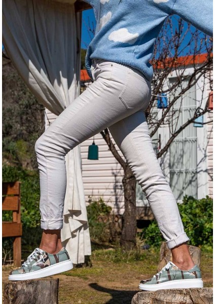 Kadın Vegan Deri Mavi Günlük Sneakers - Panda Hug Tasarım modelleri