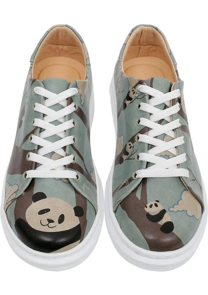 Kadın Vegan Deri Mavi Günlük Sneakers - Panda Hug Tasarım fırsatları