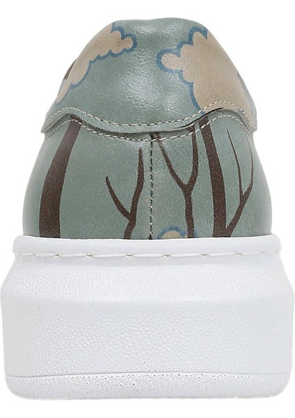 Kadın Vegan Deri Mavi Günlük Sneakers - Panda Hug Tasarım