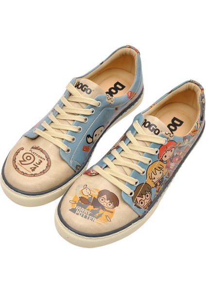 Kadın Vegan Deri Turkuaz Sneakers - Warner Bros Imaginary School Harry Potter Tasarım