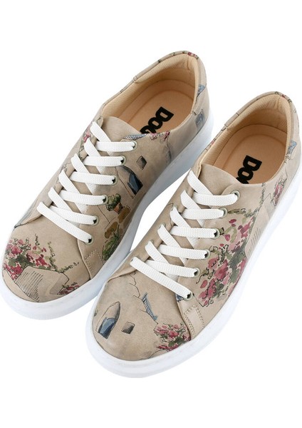 Kadın Vegan Deri Bej Sneakers - Paperflower Tasarım fiyatları