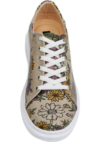 Kadın Vegan Deri Çok Renkli Günlük Sneakers - Smell The Flowers Tasarım