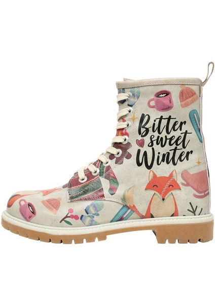Kadın Vegan Deri Gri Uzun Bot - Bitter Sweet Winter Tasarım