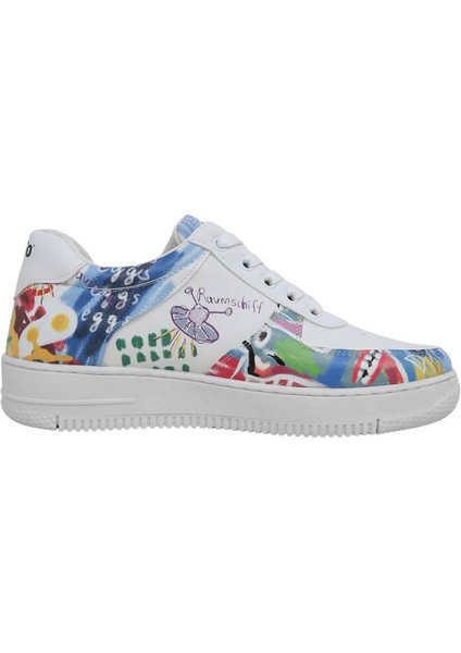 Kadın Vegan Deri Beyaz Sneakers - No More Drama Tasarım