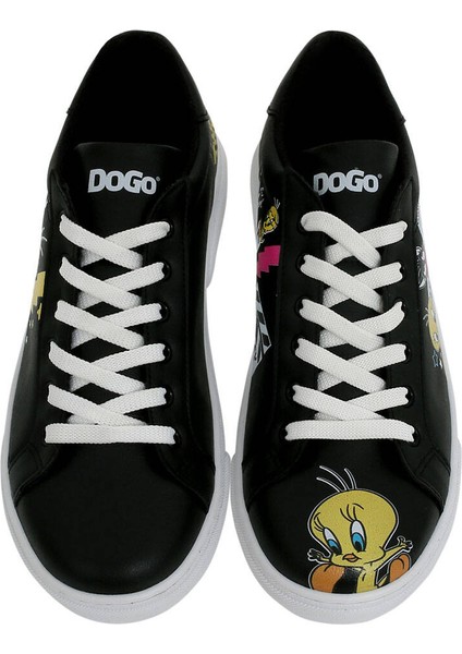 Kadın Vegan Deri Siyah Sneakers - Warner Bros Best of Tweety and Sylvester Tasarım modelleri