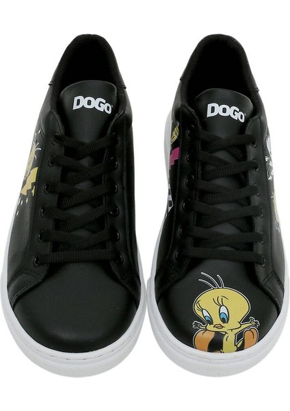 Kadın Vegan Deri Siyah Sneakers - Warner Bros Best of Tweety and Sylvester Tasarım indirimleri