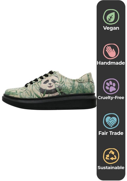 Kadın Vegan Deri Yeşil Sneakers - Bamboo Lover Tasarım