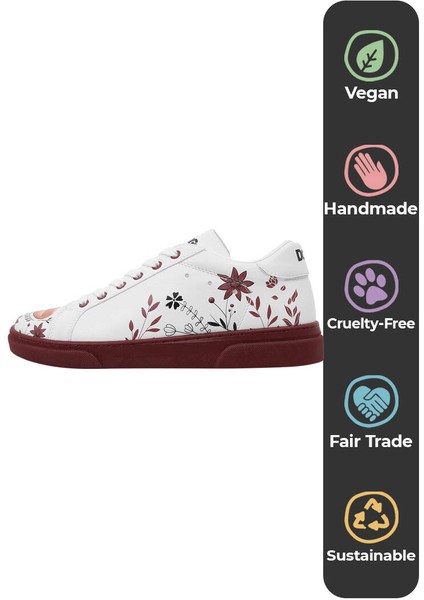 Kadın Vegan Deri Beyaz Sneakers - Spirit Animal Tasarım