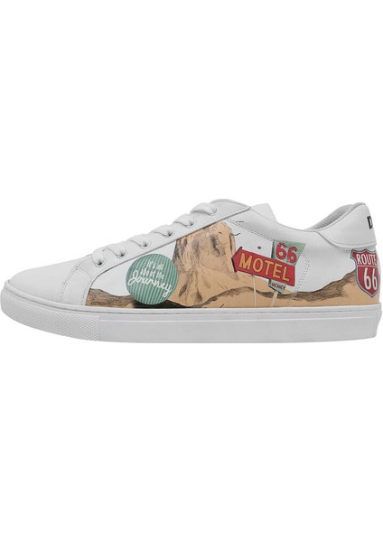 Erkek Vegan Deri Beyaz Sneakers - Route 66 Tasarım fiyatları
