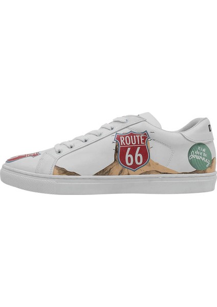Erkek Vegan Deri Beyaz Sneakers - Route 66 Tasarım indirimleri