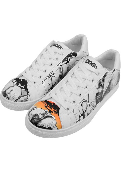 Erkek Vegan Deri Beyaz Sneakers - Sunset Animals Tasarım fiyatları