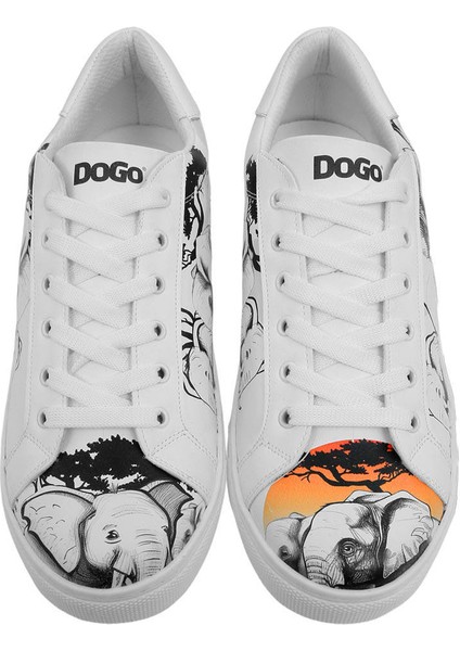 Erkek Vegan Deri Beyaz Sneakers - Sunset Animals Tasarım modelleri