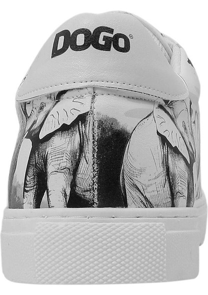 Erkek Vegan Deri Beyaz Sneakers - Sunset Animals Tasarım