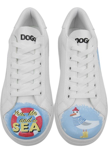 Kadın Vegan Deri Beyaz Sneakers - You, Me and the Sea Tasarım fırsatları