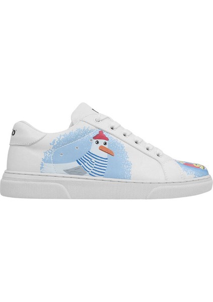 Kadın Vegan Deri Beyaz Sneakers - You, Me and the Sea Tasarım