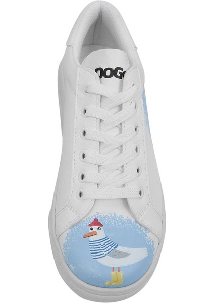 Kadın Vegan Deri Beyaz Sneakers - You, Me and the Sea Tasarım