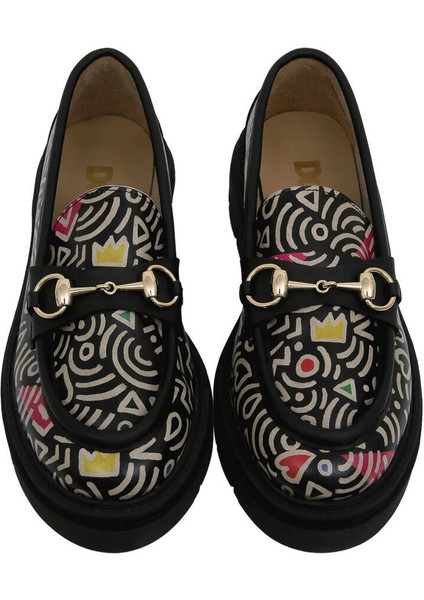 Kadın Vegan Deri Çok Renkli Loafer - Abstract Outline Tasarım modelleri