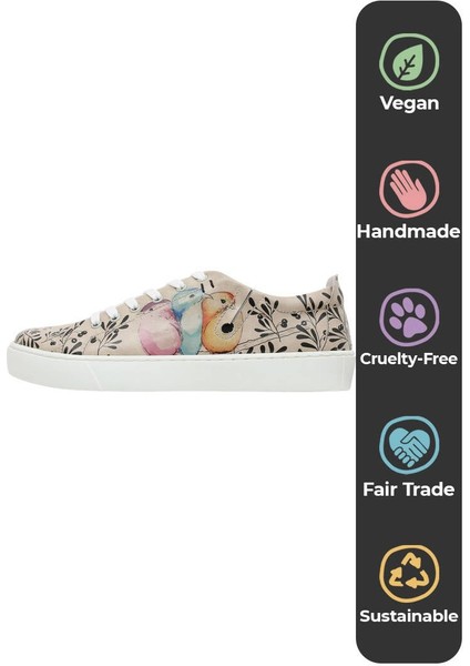 Kadın Vegan Deri Bej Sneakers - Best Buddies Tasarım