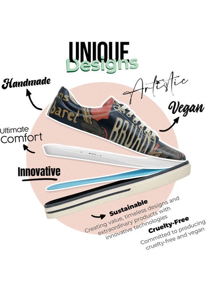 Kadın Vegan Deri Siyah Sneakers - Ambassadeurs Tasarım fırsatları