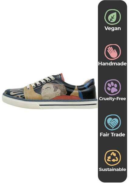 Kadın Vegan Deri Siyah Sneakers - Ambassadeurs Tasarım indirimleri