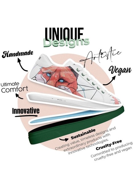 Kadın Vegan Deri Beyaz Sneakers - Red Fox Tasarım fırsatları