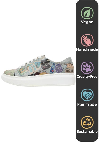 Kadın Vegan Deri Çok Renkli Sneakers - Ready to Travel Tasarım indirimleri