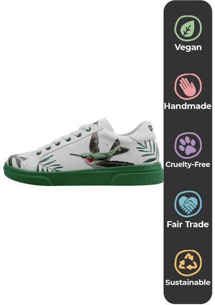 Kadın Vegan Deri Beyaz Sneakers - Soar the Sky Tasarım