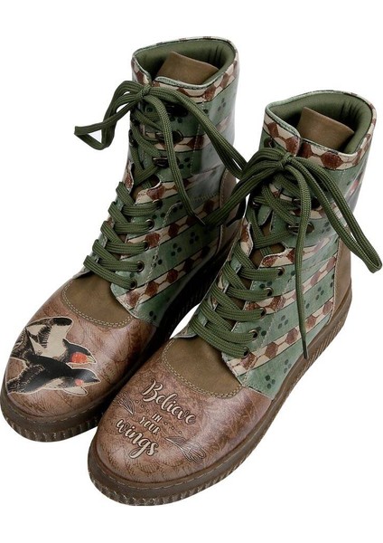 Kadın Vegan Deri Kahverengi Uzun Bot - Believe in Your Wings Tasarım fiyatları