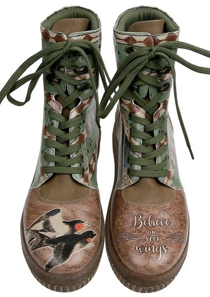 Kadın Vegan Deri Kahverengi Uzun Bot - Believe in Your Wings Tasarım modelleri