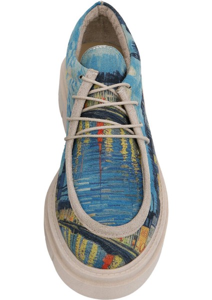 Kadın Vegan Mavi Loafer - Sea Sparkles Tasarım