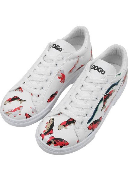 Kadın Vegan Deri Beyaz Sneakers - Koi World Tasarım fiyatları