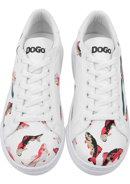 Kadın Vegan Deri Beyaz Sneakers - Koi World Tasarım modelleri