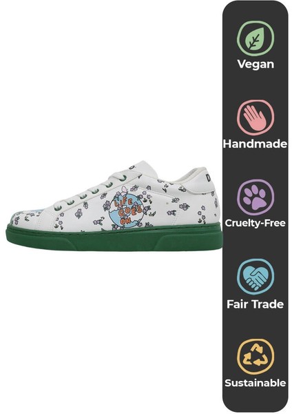 Kadın Vegan Deri Beyaz Günlük Sneakers - Life Goes On Tasarım