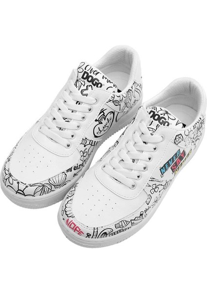 Kadın Vegan Deri Beyaz Sneakers - Never Say Never Tasarım modelleri